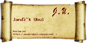Janák Ubul névjegykártya